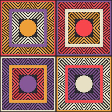 Çizgili figürlerin tasarımı. Kusursuz desen. Tekstil. Etnik boho süsü. Web tasarımı veya yazdırma için vektör illüstrasyonu.