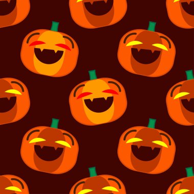 Balkabaklarıyla kusursuz desen. Cadılar Bayramı. Duygular. Çizgi filmin stili. Web tasarımı veya yazdırma için vektör illüstrasyonu.