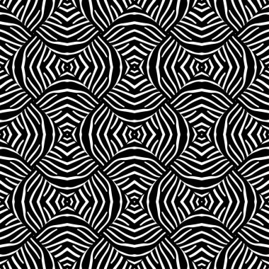 Zebra çizgili tasarım. Siyah ve beyaz. Etnik boho süsü. Kusursuz bir geçmişi var. Kabile motifi. Web tasarımı veya yazdırma için vektör illüstrasyonu.