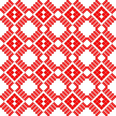 Beyaz Rusya ulusal süsü. Slav kırmızı ve beyaz renkleri. Kusursuz desen. Web tasarımı veya yazdırma için vektör illüstrasyonu.