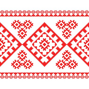 Beyaz Rusya ulusal süsü. Slav kırmızı ve beyaz renkleri. Kusursuz desen. Web tasarımı veya yazdırma için vektör illüstrasyonu.