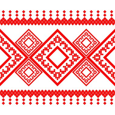 Beyaz Rusya ulusal süsü. Slav kırmızı ve beyaz renkleri. Kusursuz desen. Web tasarımı veya yazdırma için vektör illüstrasyonu.