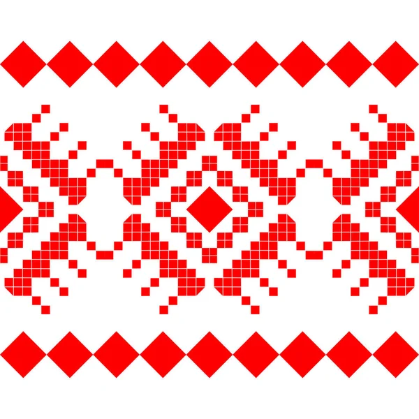 Belarusian National Ornament Slavic Red White Colors Seamless Pattern Vector — Stock Vector