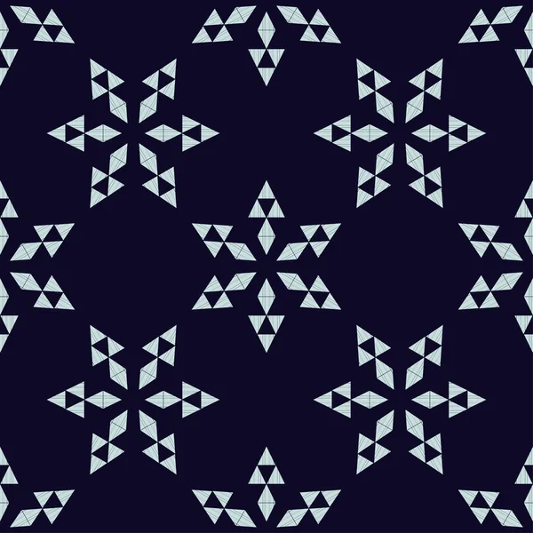 三角形で作られたクリスマスの装飾的な雪片 シームレスな背景 ウェブデザインや印刷のためのベクターイラスト — ストックベクタ