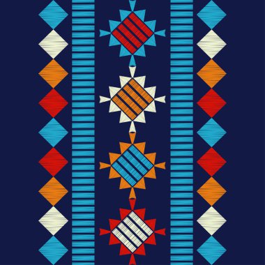 Aztek elementleri. Kusursuz desen. Elle kumandalı tasarım. Tekstil. Etnik boho süsü. Web tasarımı veya yazdırma için vektör illüstrasyonu.