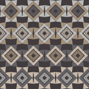 Aztek elementleri. Kusursuz desen. Elle kumandalı tasarım. Tekstil. Etnik boho süsü. Web tasarımı veya yazdırma için vektör illüstrasyonu.