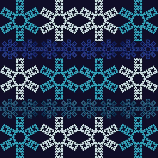 ニットクリスマス装飾雪片 シームレスな背景 ウェブデザインや印刷のためのベクターイラスト — ストックベクタ