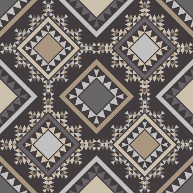 Üçgenlerden Aztek elementleri. Kusursuz desen. Tekstil. Etnik boho süsü. Web tasarımı veya yazdırma için vektör illüstrasyonu.