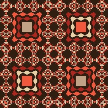 Üçgenlerden Aztek elementleri. Kusursuz desen. Tekstil. Etnik boho süsü. Web tasarımı veya yazdırma için vektör illüstrasyonu.