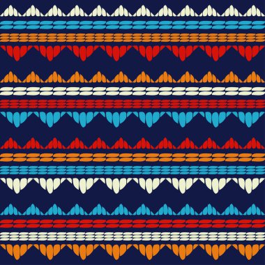 Geometrik şekilli mozaik. Kusursuz desen. Elle kumandalı tasarım. Tekstil. Etnik boho süsü. Web tasarımı veya yazdırma için vektör illüstrasyonu.