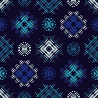 Noktalardan geometrik şekiller. Dijital süs. Yarı tonda. Kusursuz desen. Web tasarımı veya yazdırma için vektör illüstrasyonu.