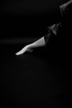 Güzel bir kadının siyah-beyaz sanat tarzı sürrealistik portresi, güzel bir kızın siyah-beyaz portresi, moda ve sanat, bitkiler ve çiçeklerle portresi.