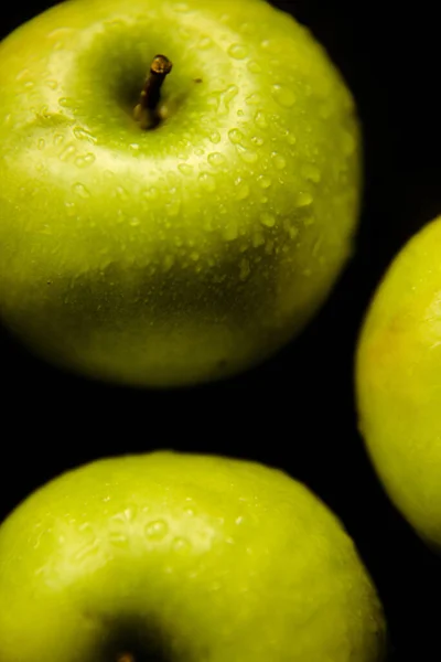 Zielone Jabłka Świeże Owoce Tło — Zdjęcie stockowe