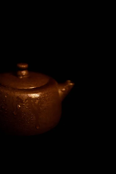 Коричневий Керамічний Чайник Чайна Церемонія — стокове фото