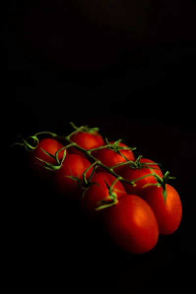 Tomatoes Branch Black Background — Stock Photo, Image