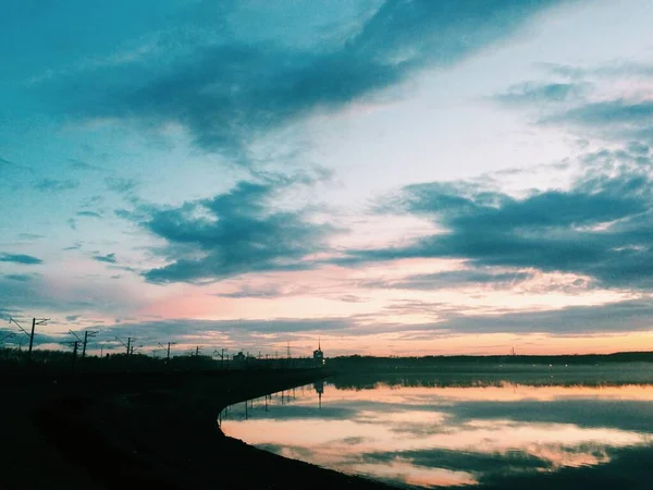 Fundos Naturais Paisagem Cor Céu Por Sol Fundo Textura — Fotografia de Stock