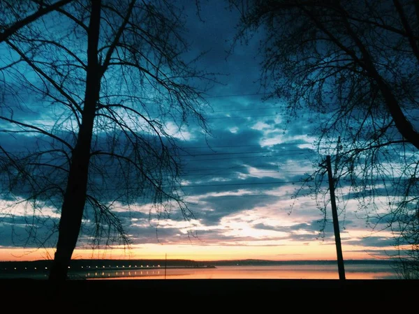 Natuurlijke Achtergronden Kleurenlandschap Zonsondergang Hemel Textuur Achtergrond — Stockfoto