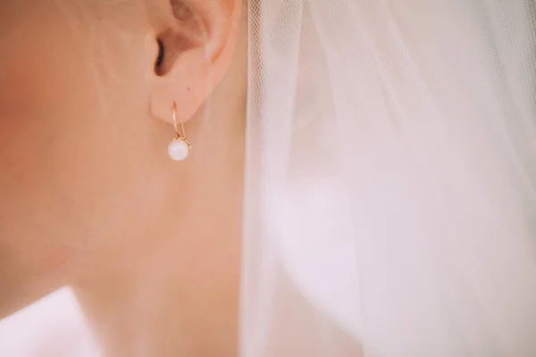 Bella Sposa Abito Sposa Lusso Mattina Del Matrimonio — Foto Stock