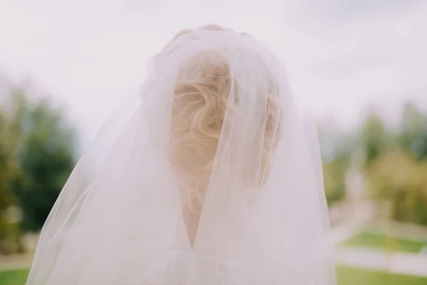 美しい花嫁 豪華なウェディングドレス 結婚式の朝 — ストック写真