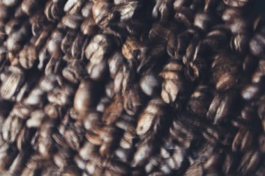 Kahve çekirdekleriyle dolu bir hayat. Renkli fotoğraf, kahve deseni, metin için güzel arkaplan