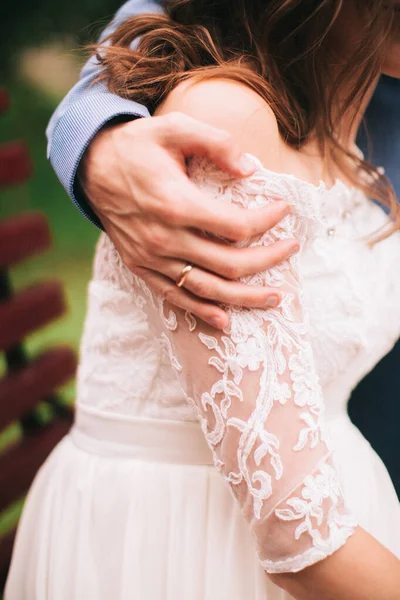 Bruid Bruidegom Hand Hand — Stockfoto