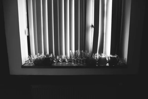 Bicchieri Champagne Sulla Tavola Bar Nozze — Foto Stock