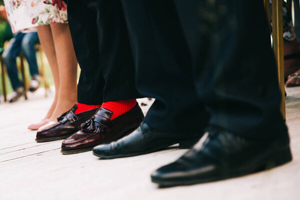 wedding day, close-up photo of guests, clothing details, holiday and celebration , wedding of young people