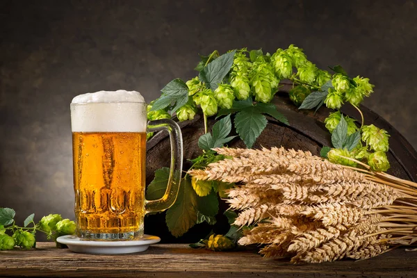 Bodegón Con Lúpulo Cerveza Cebada — Foto de Stock