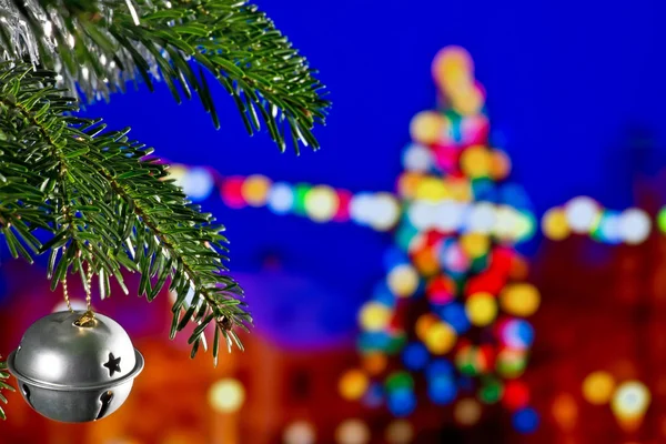 Vánoční Dekorace Vánoční Zvonek Vánoční Stromek — Stock fotografie