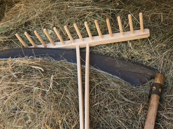 Scythe Rake Hay — Stock Photo, Image