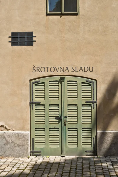 Wooden Door Hop Store House Zatec Town Czech Republic — Stock Photo, Image