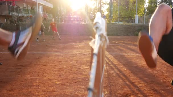 Zatec Town República Checa Septiembre 2018 Los Hombres Juegan Tenis — Vídeos de Stock