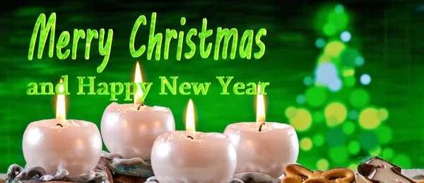 Adventskranz Mit Text Frohe Weihnachten Und Ein Gutes Neues Jahr — Stockfoto