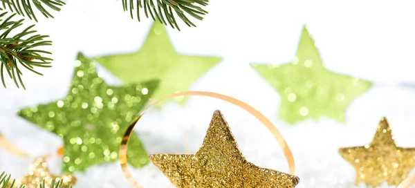 Fondo Navidad Con Estrellas Doradas Ramita Navidad —  Fotos de Stock