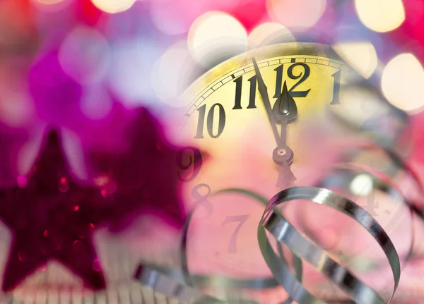 Reloj Cara Antes Medianoche Víspera Año Nuevo —  Fotos de Stock