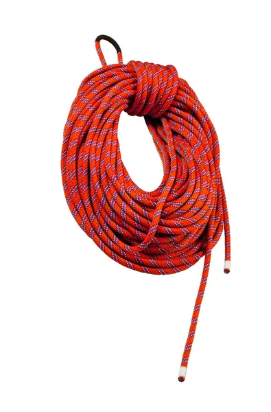 白い背景にロープを登って赤 — ストック写真