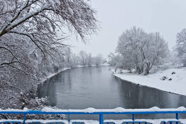 Fiume Ohre Inverno Repubblica Ceca — Foto Stock