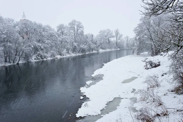 Fiume Ohre Inverno Repubblica Ceca — Foto Stock