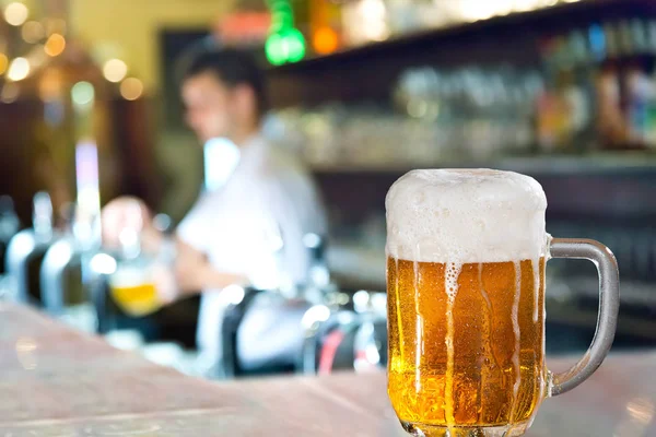 Verre Bière Dans Pub — Photo