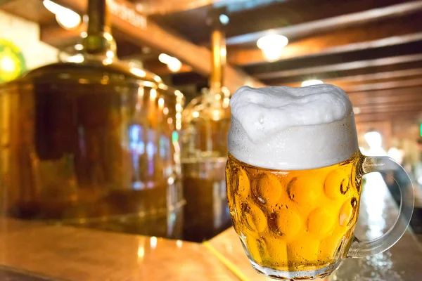 Glass of beer in the brewery — Stock Photo, Image