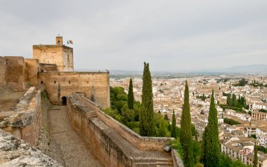 Granada 'nın Alcazaba manzarası. Endülüs. İspanya.