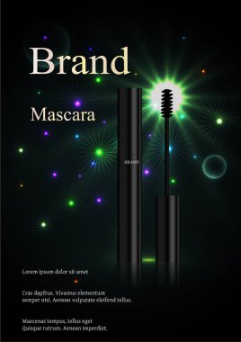 Kozmetik reklamları poster şablonu, mavi kozmetik ayarla ve uzay arka plan üzerinde spotlight