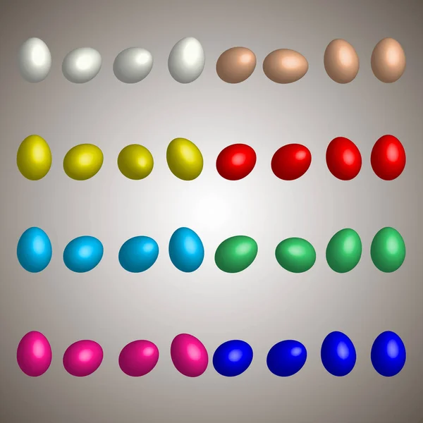 Multiple colored eggs, plowed, realistic, set, vector 3d — Stok Vektör