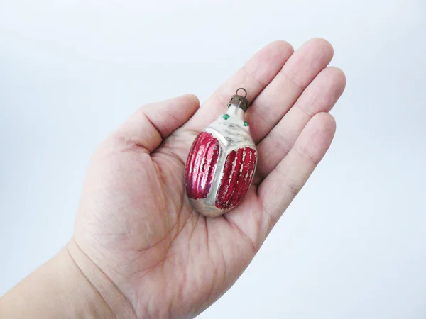 Christmas Tree Toy Hand Christmas Toy Hand Glass Toy Glass — Stock Photo, Image