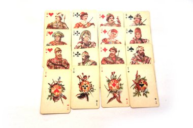 Vintage oyun kağıtları, oyun kağıtları, kumar kulübü, masa oyunu, vintage resimleri, ace, joker, beyaz arka plan, yakın çekim, birçok oyun kağıtları, iskambil destesi, Sovyet vintage, SSCB, sap kafası stok görüntü, Nostalgishop, Nostalgishop IMAG