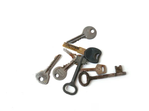 Klíče Klíče Starožitný Klíče Vintage Klíče Klíče Bílé Klávesy Detail — Stock fotografie