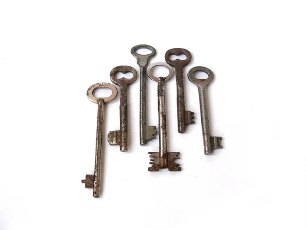 Keys Keys Antique Keys Vintage Keys Keys White Keys Close — Stock Photo, Image