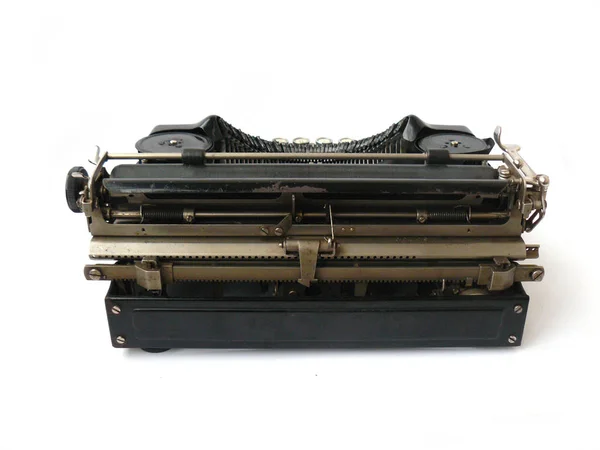 Γραφομηχανή Παλαιά Γραφομηχανή Vintage Γραφομηχανή Μαύρος Στο Λευκό Γκρο Πλαν — Φωτογραφία Αρχείου