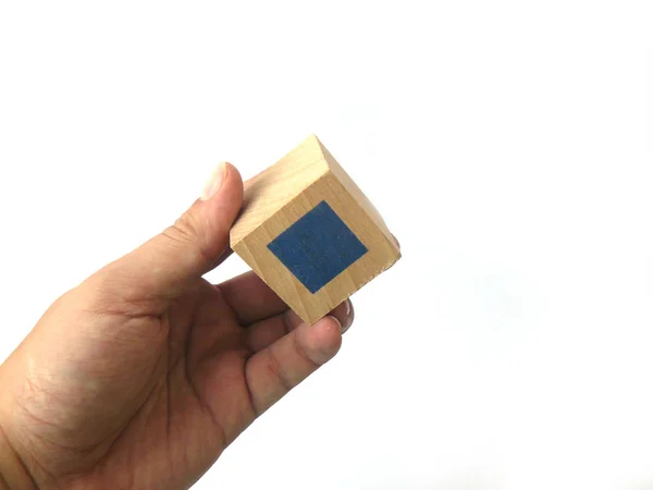 Wooden Construction Childrens Designer Wooden Blocks Cube Hand Cubes Children — Stock Photo, Image