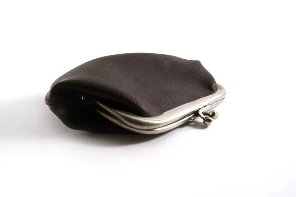 Purse Vintage Purse Dark Purse Black Wallet White Background Close — Stock Photo, Image